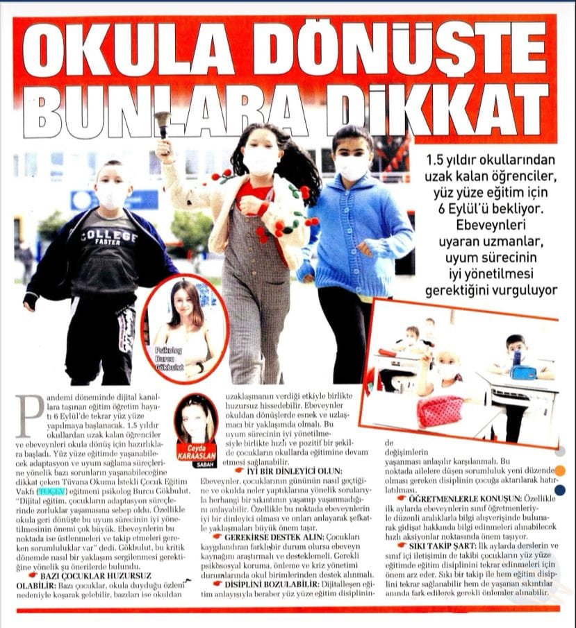 okula dönüşte bunlara dikkat